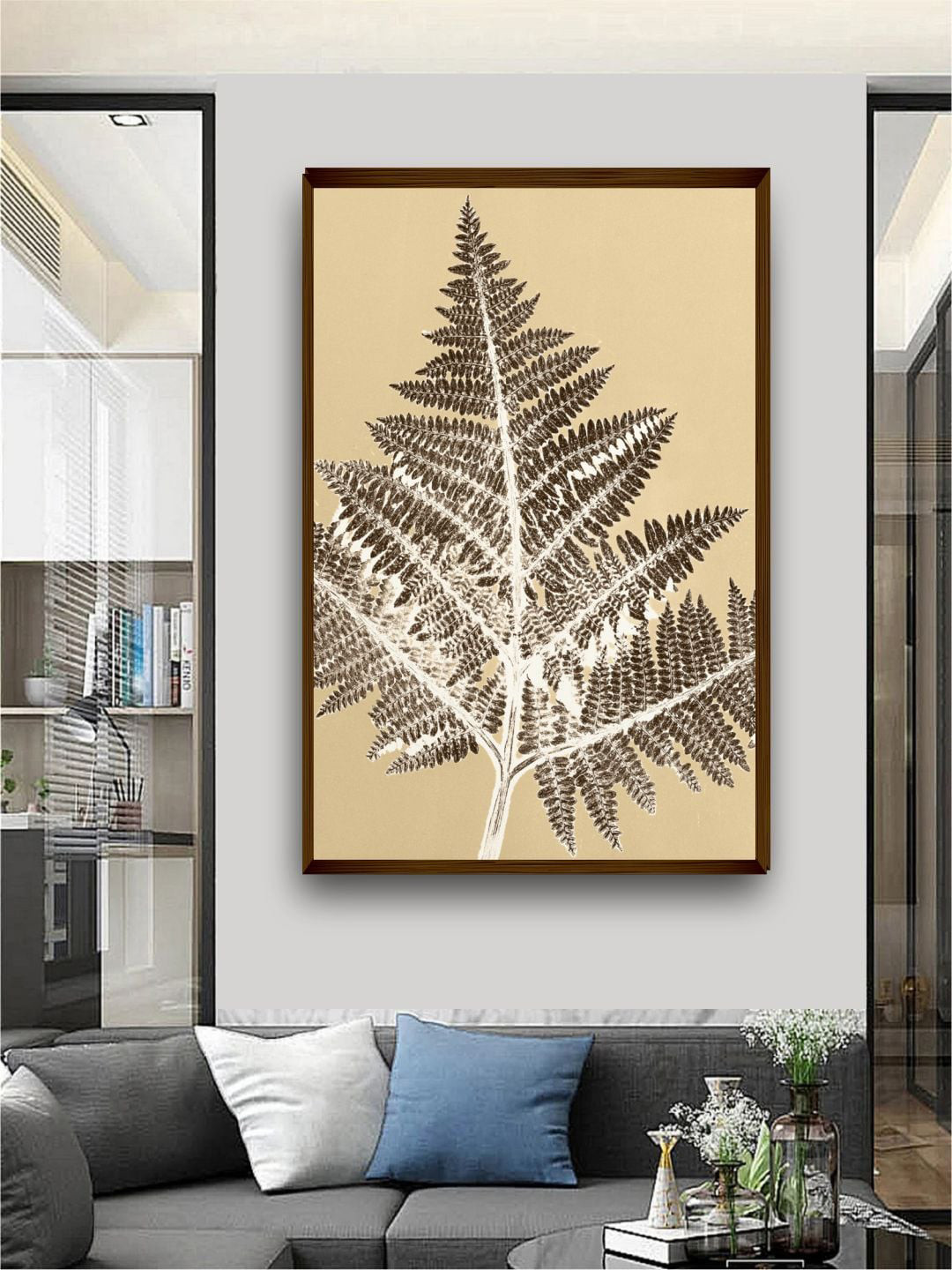 The Art House Beige & Green Abstract Framed Wall Painting