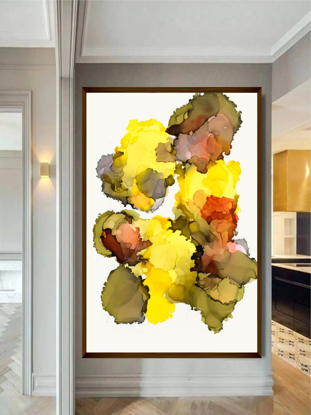 The Art House Yellow & Green Abstract Framed Wall Painting