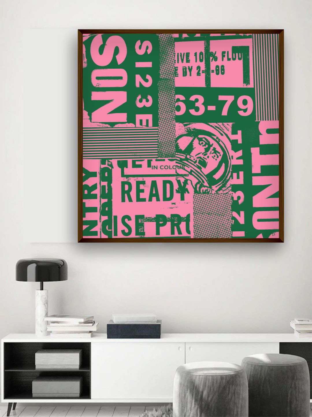 The Art House Green & Pink Abstract Framed Wall Painting