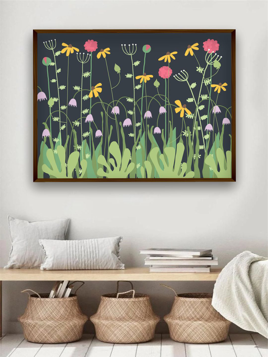 The Art House Black & Green Floral Painting Wall Art