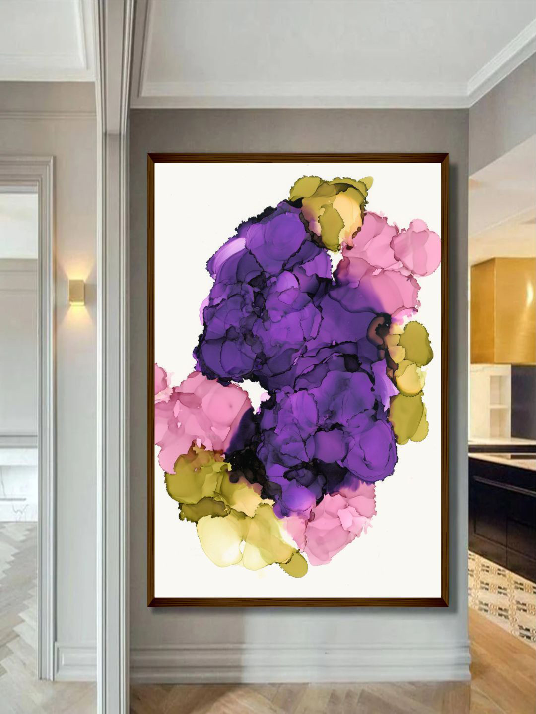 The Art House Purple & Green Abstract Framed Wall Painting