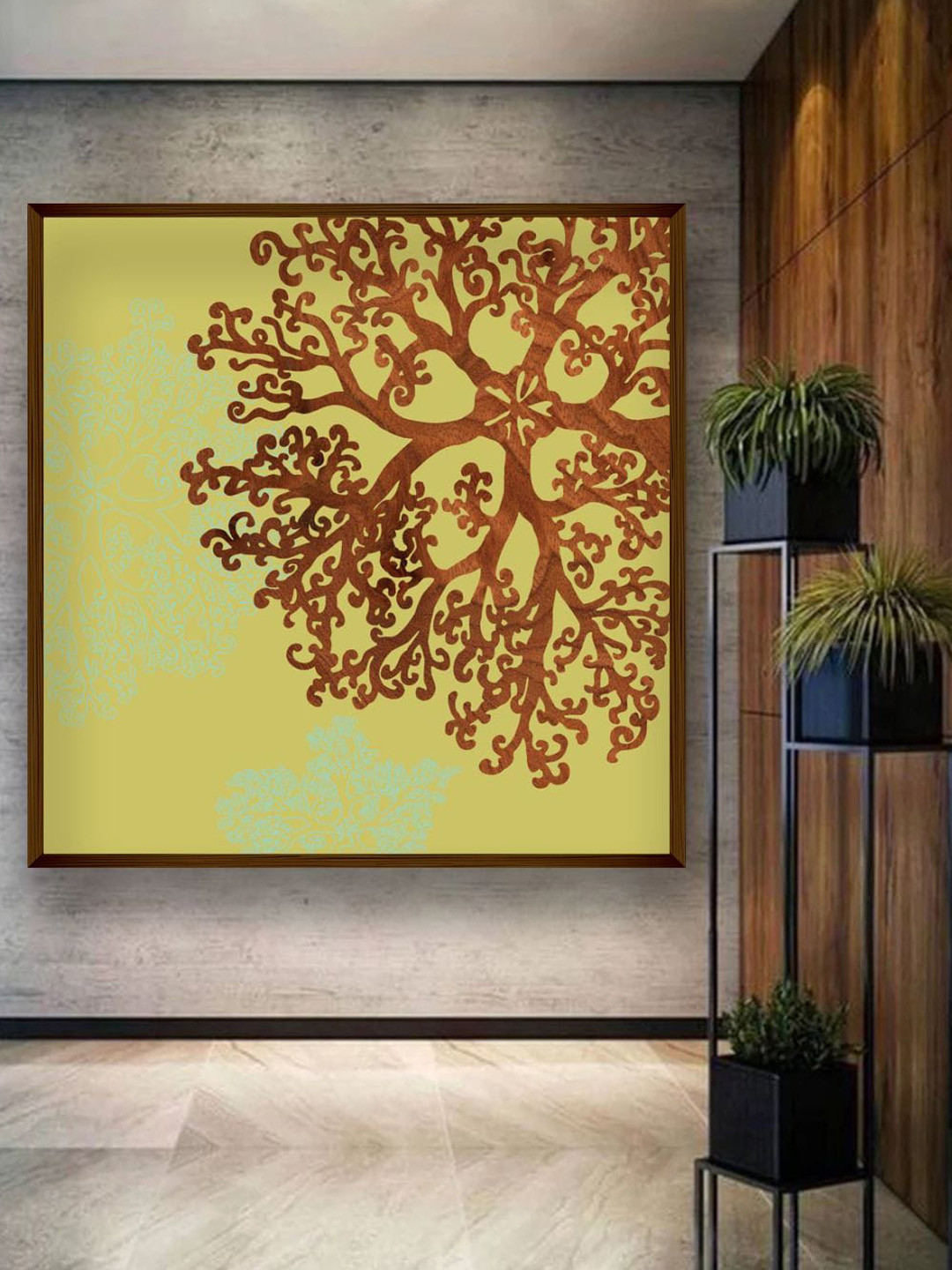 The Art House Yellow & Brown Abstract Framed Wall Painting