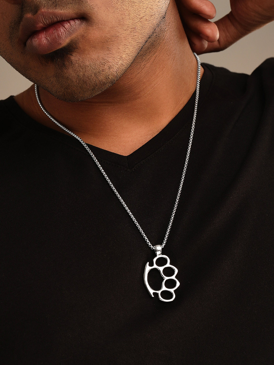 Roadster Silver-Plated Silver-Toned Paw Pendant and Chain