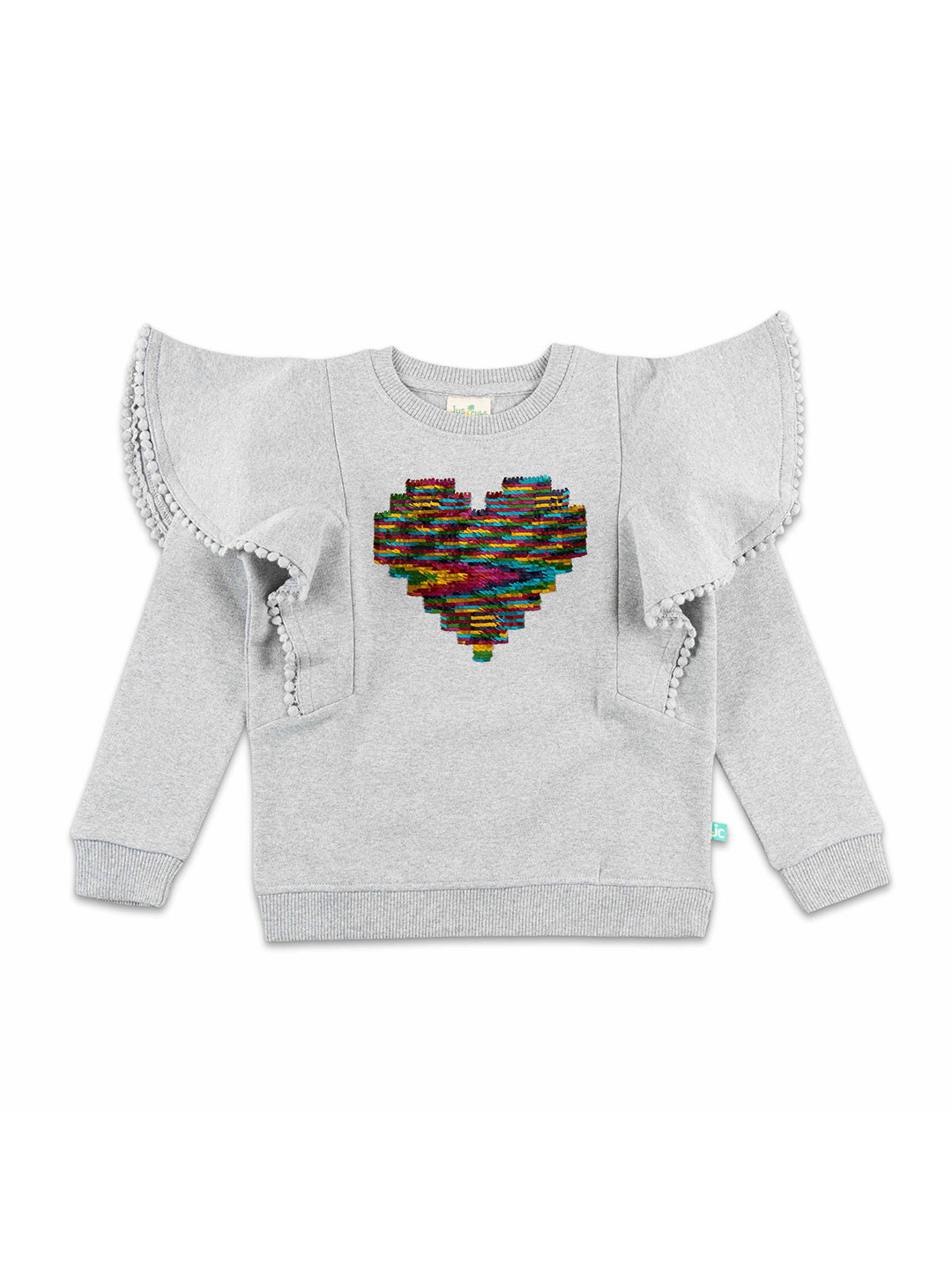 JusCubs Girls Grey Embroidered Sweatshirt