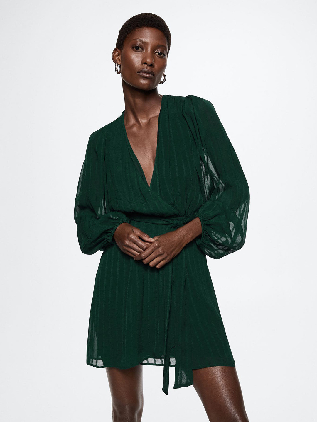 MANGO   Pleated Wrap Dress