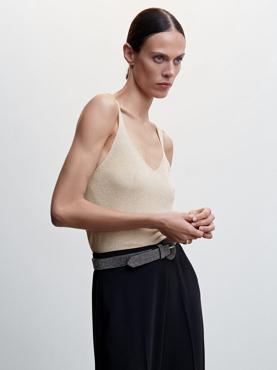 MANGO Sheen Shoulder Straps Knitted Top