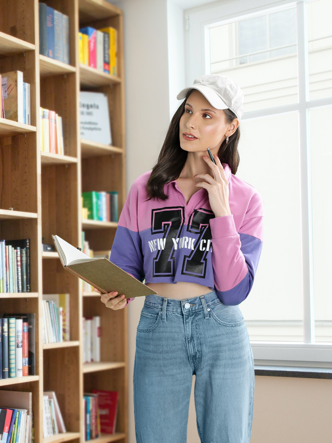 FOREVER 21 Printed Shirt Style Crop Top