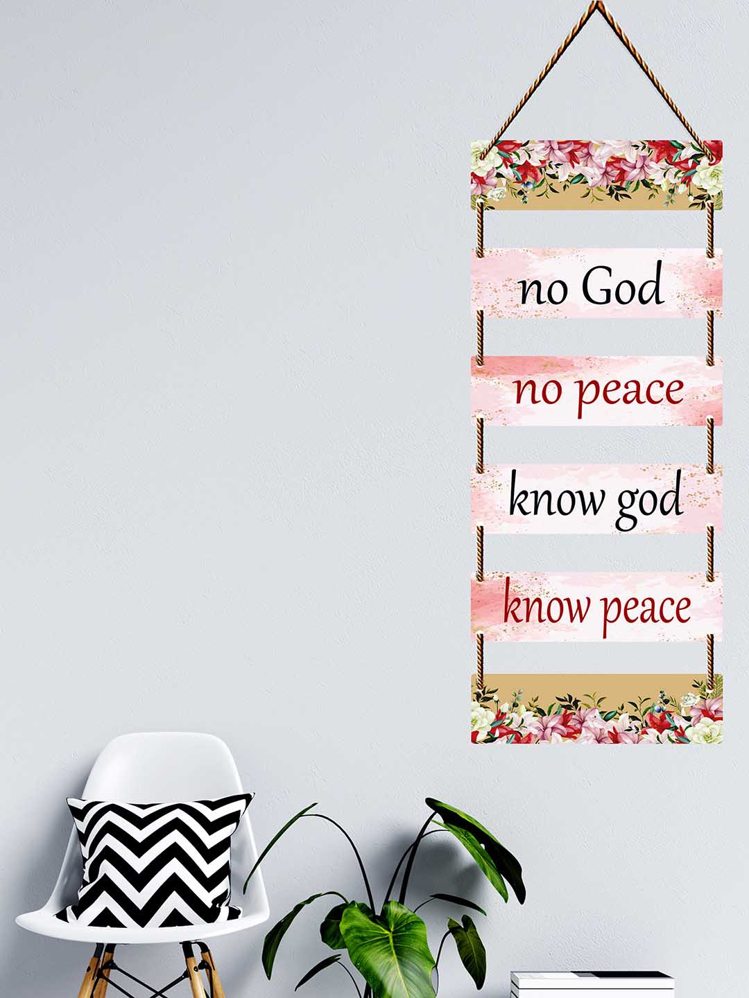 SAF No God, No Peace Wood Matte Hanging Bedroom Wall Hangings-31.5In