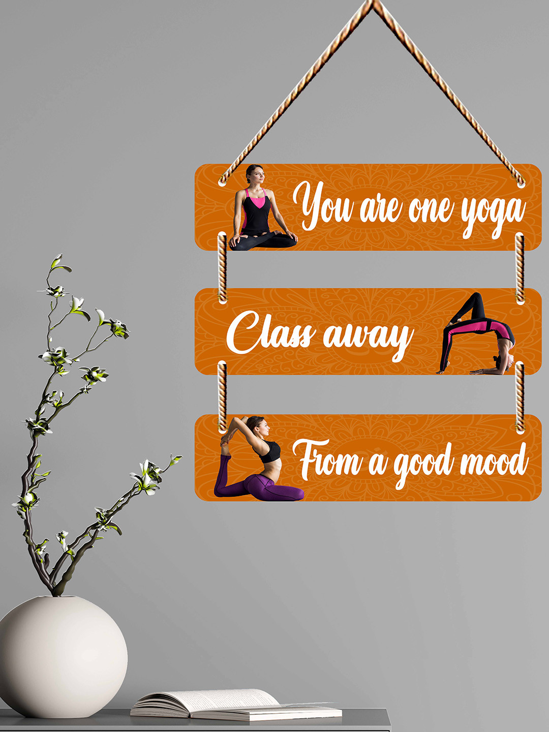 SAF You Are One yoga, Calss Away, From A Good Mood Wood Matte 3Pcs Wall Hangings-15In