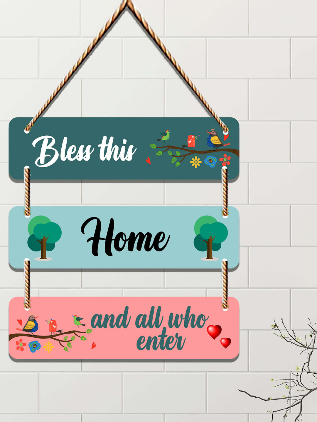SAF Bless This, Home, And All who Enter Wood Matte Hanging Bedroom Wall Hangings-12In