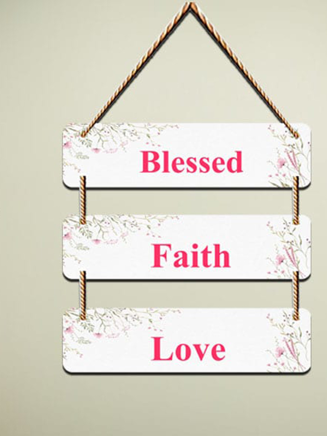 SAF Blessed, Faith, Love Wood Matte Hanging Bedroom 3Pcs Wall Hangings-15In
