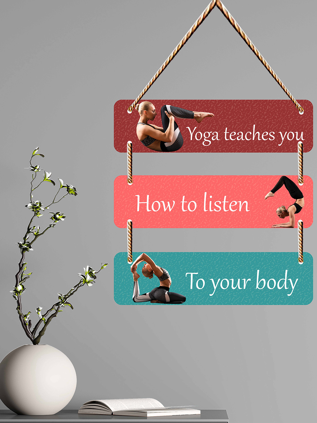 SAF Yoga TeachesTou, How To Listen, To Your Body Wood Matte Bedroom Wall Hangings-15In