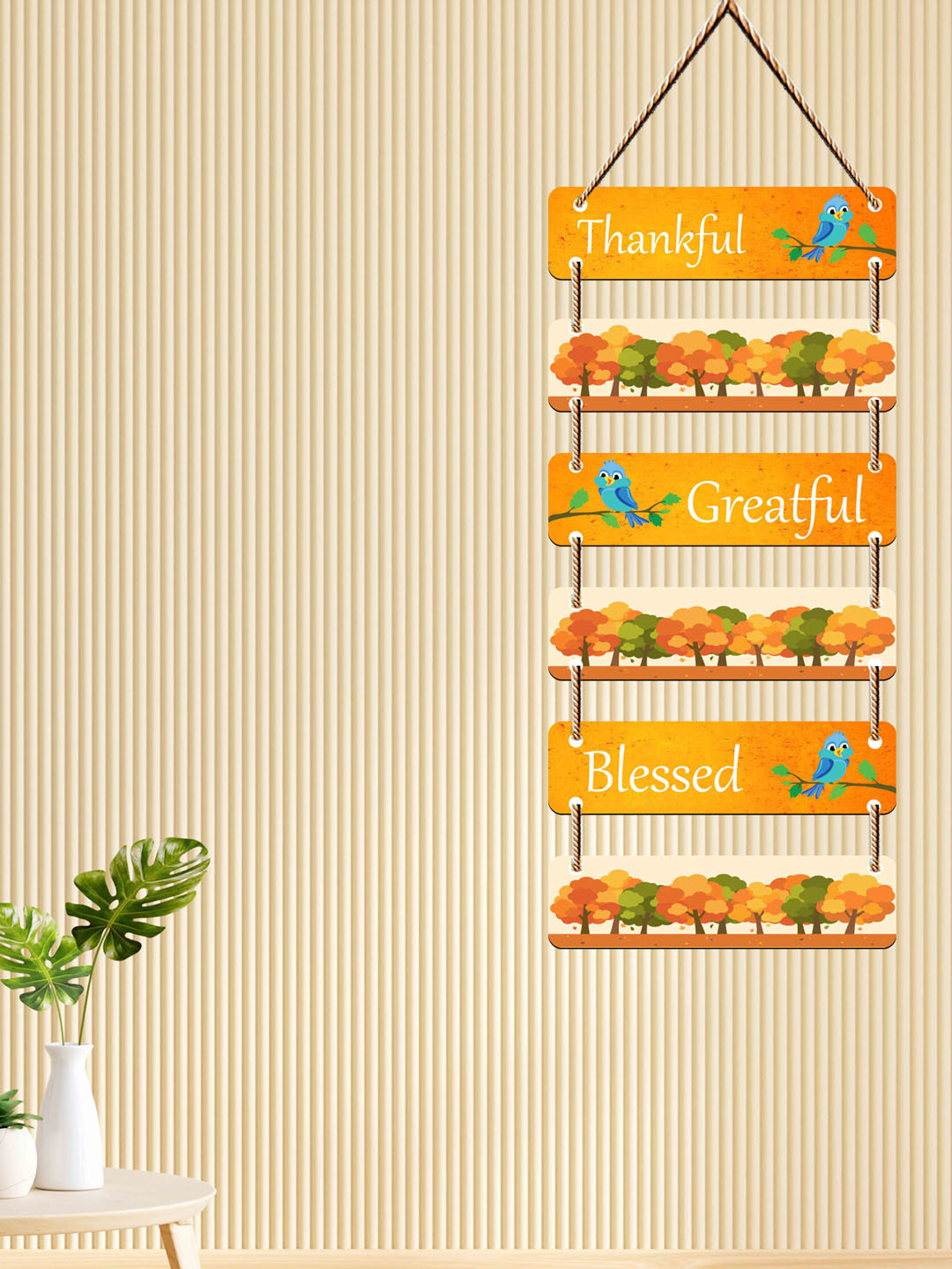 SAF Thankful, Greatful, Blessed Wood Matte Hanging Bedroom Wall Hangings-31.5In