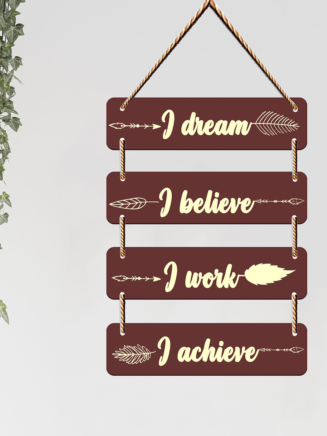 SAF I Dream, I Believe, I work, I Achieve Wood Matte Hanging Bedroom Wall Hangings-31.5In