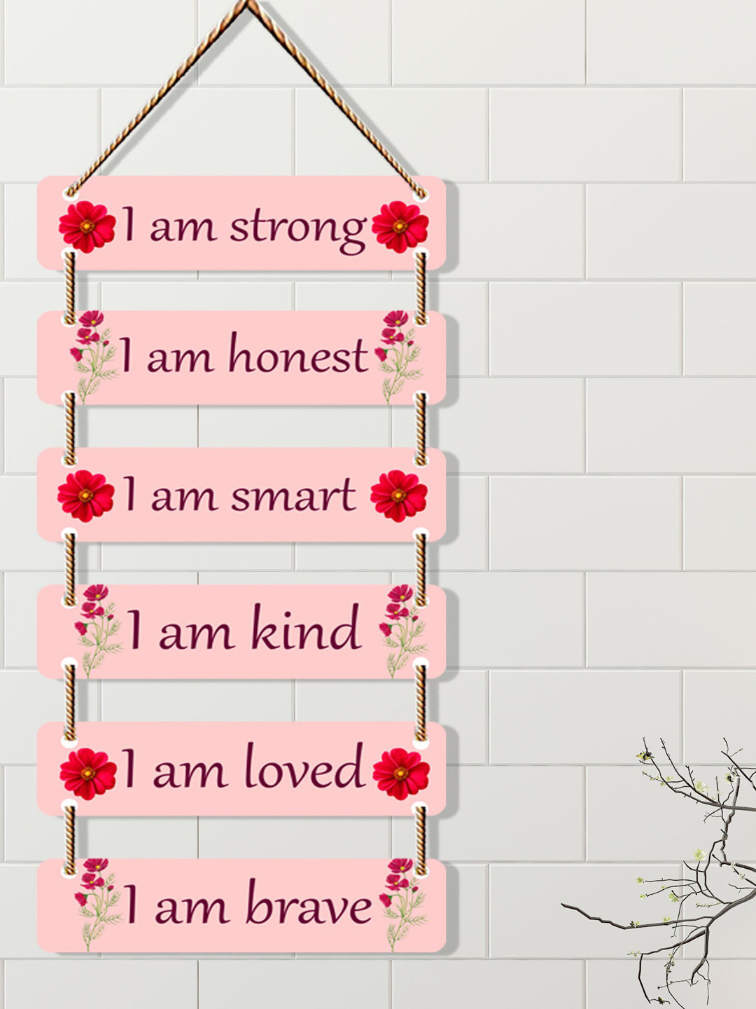 SAF I Am Storng, I Am Honest Wood Floral Matte Hall Wall Hangings-31.5In