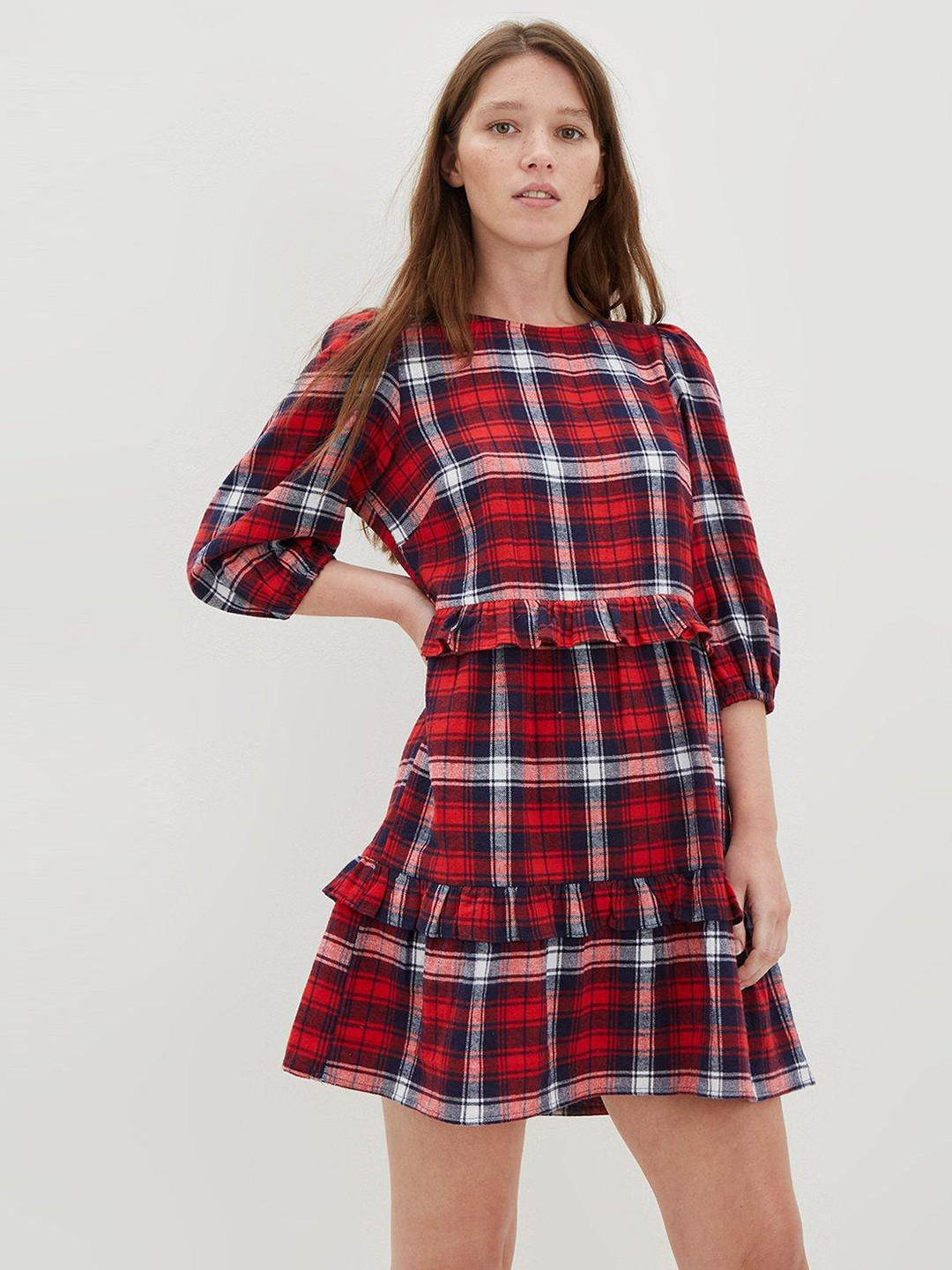 DOROTHY PERKINS Checked A-Line Mini Dress