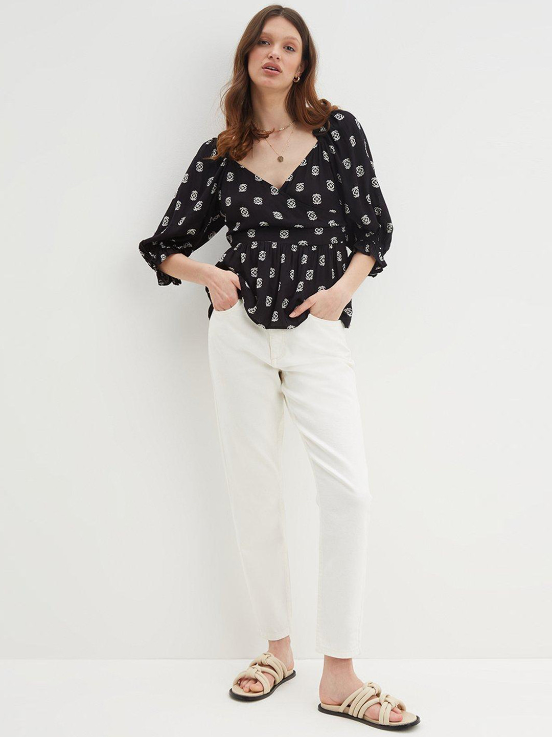 DOROTHY PERKINS Ethnic Print Wrap Top