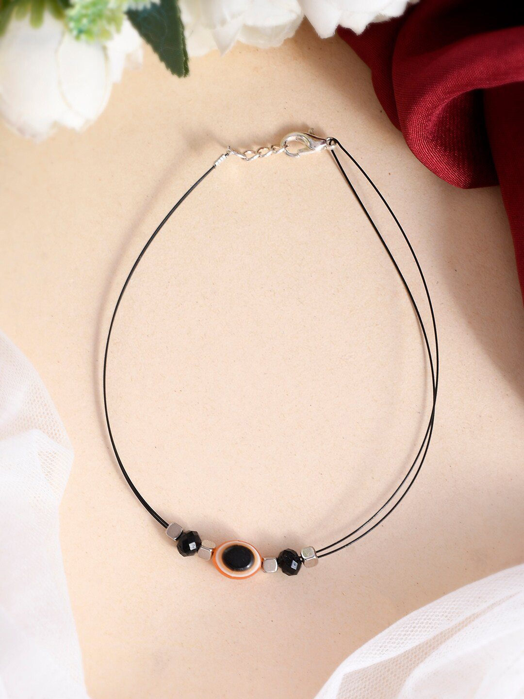 Silvermerc Designs Black Western Evil Eye Thread Anklet