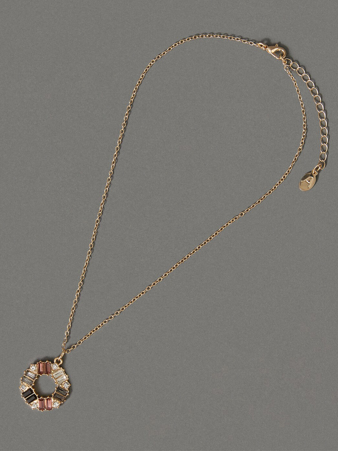 Accessorize Women Baguette Circle Pendant Necklace