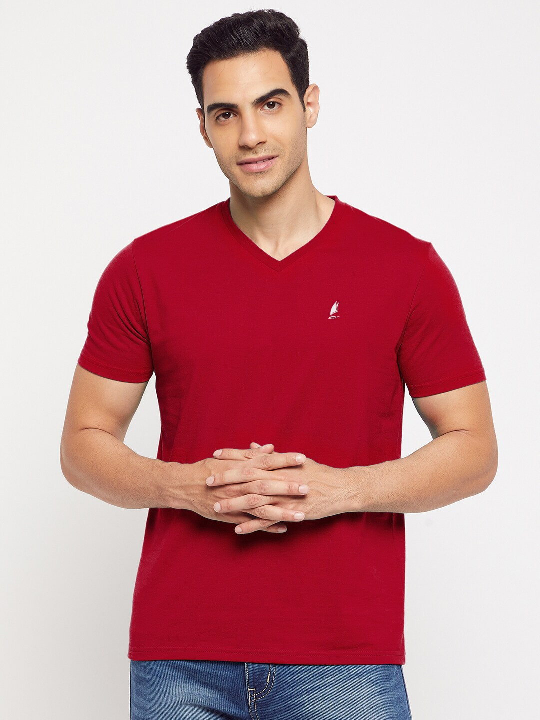 HARBOR N BAY Men Red V-Neck T-shirt