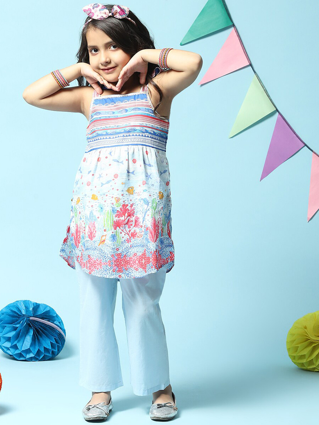 Biba Animal Printed Kurta with Palazzos