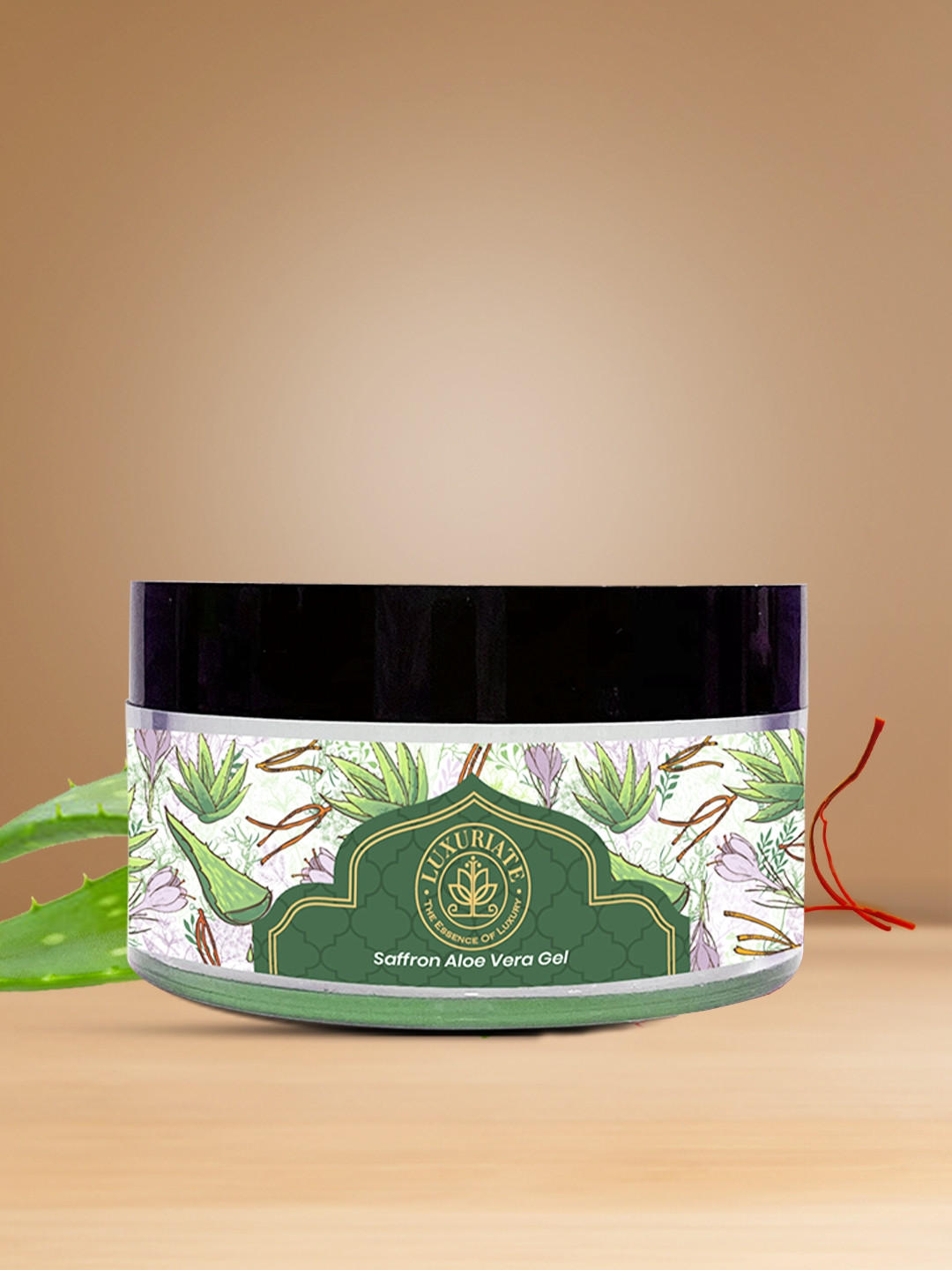 LUXURIATE 100% Pure Natural Organic Aloe Vera Saffron Strands Gel- 100 Gm
