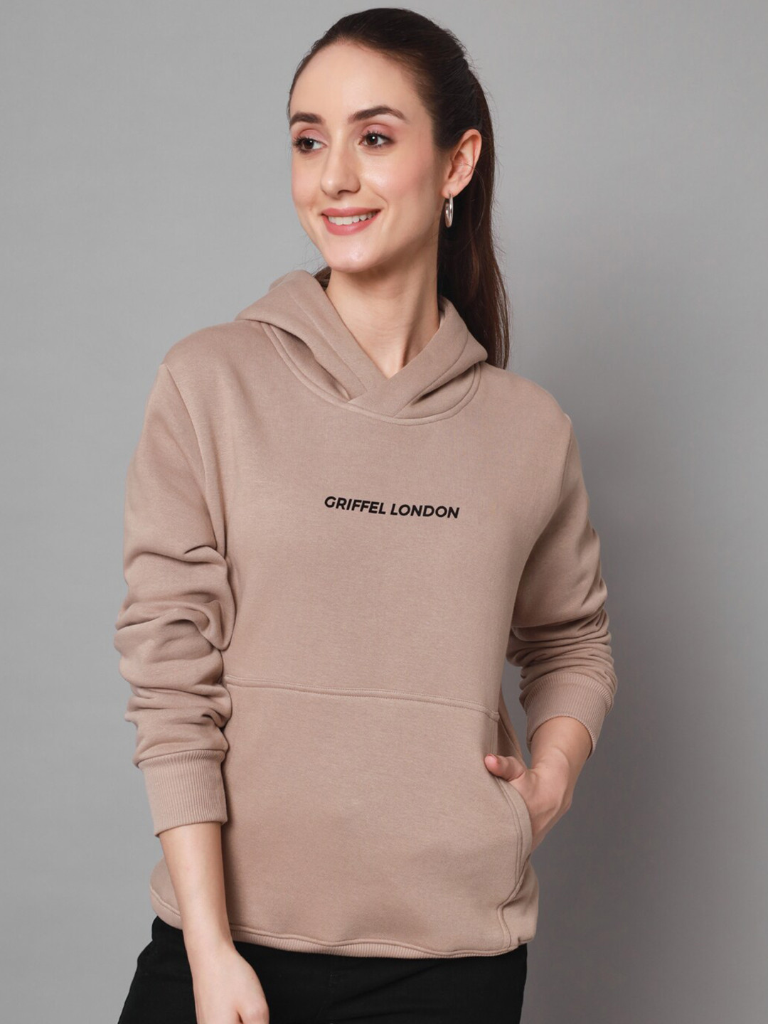 GRIFFEL Women Printed Hooded Sweatshirt