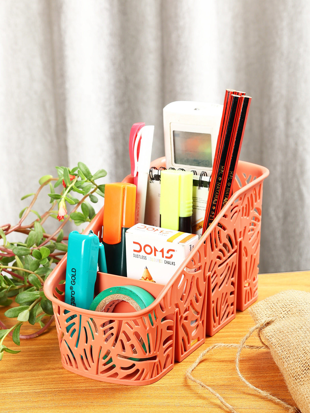 ZEVORA White & Orange Set Of 2 Multi-Purpose Organizer Storage Box