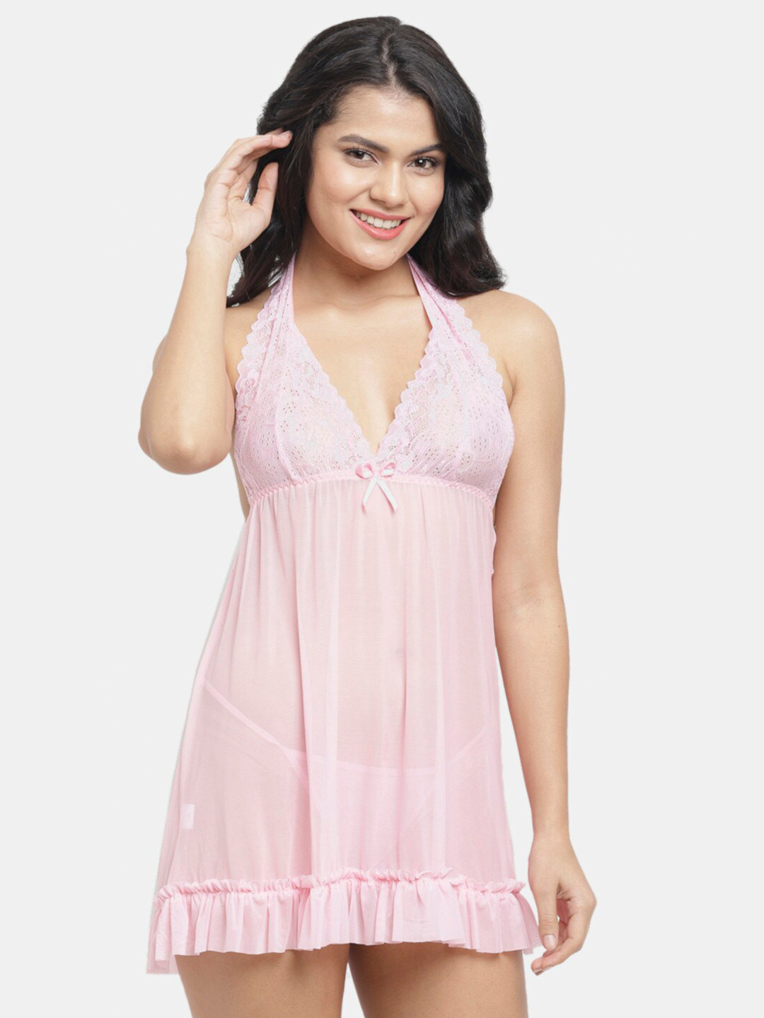 N-Gal Pink Halter Neck Baby Doll