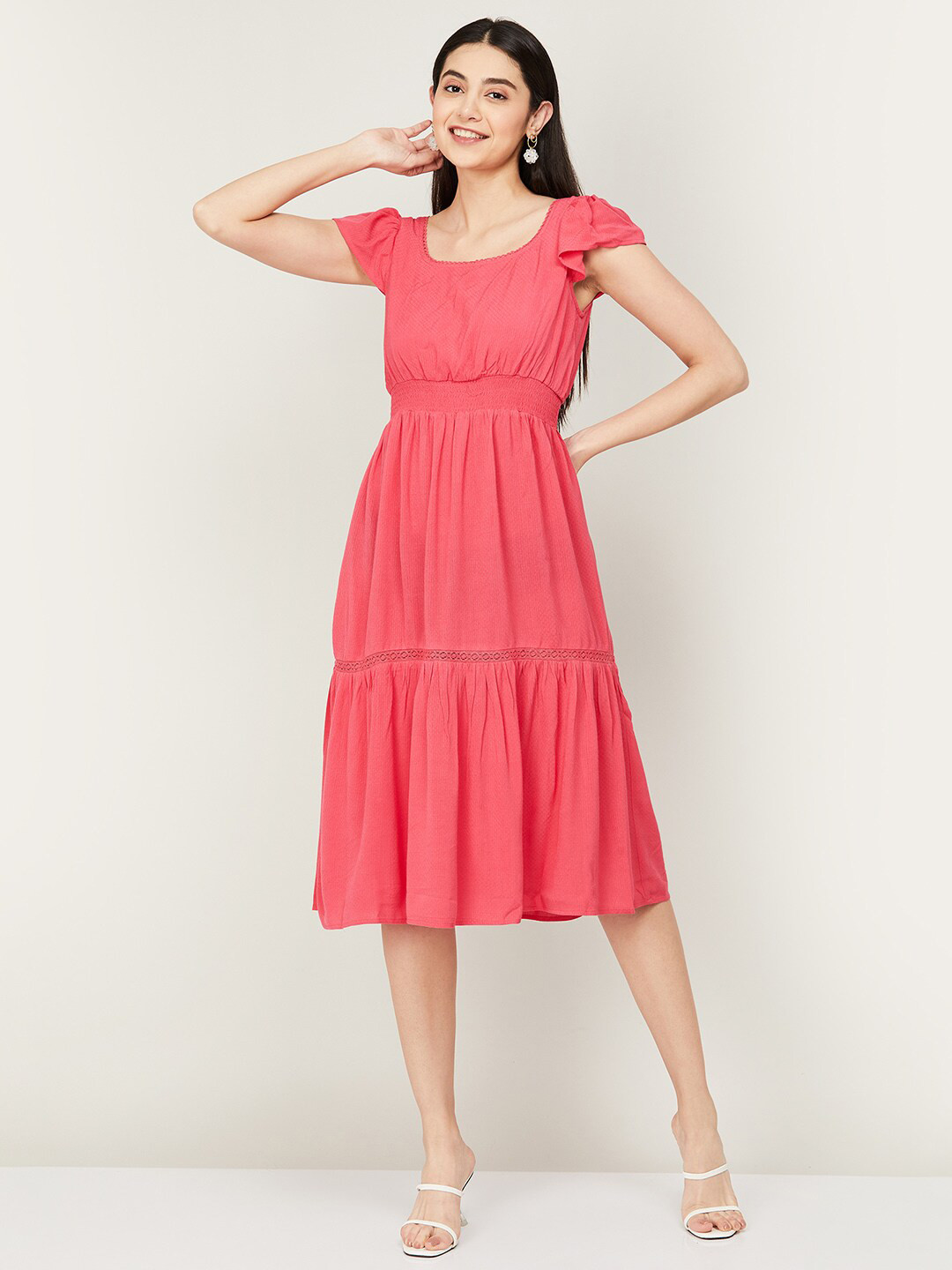 CODE by Lifestyle Smocked Fit And Flare Midi Dress