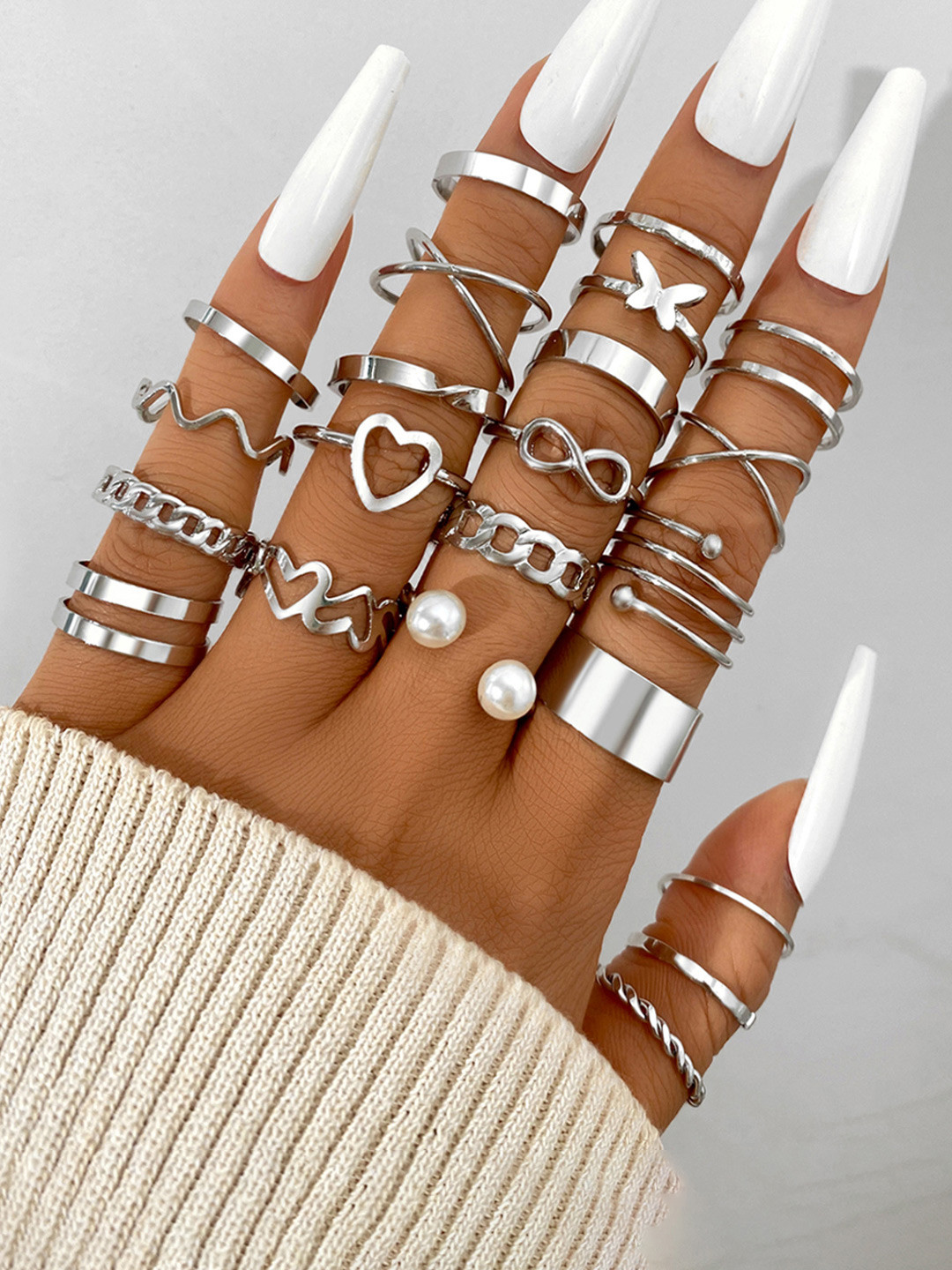 Jewels Galaxy Set Of 23 Silver-Plated Finger Rings