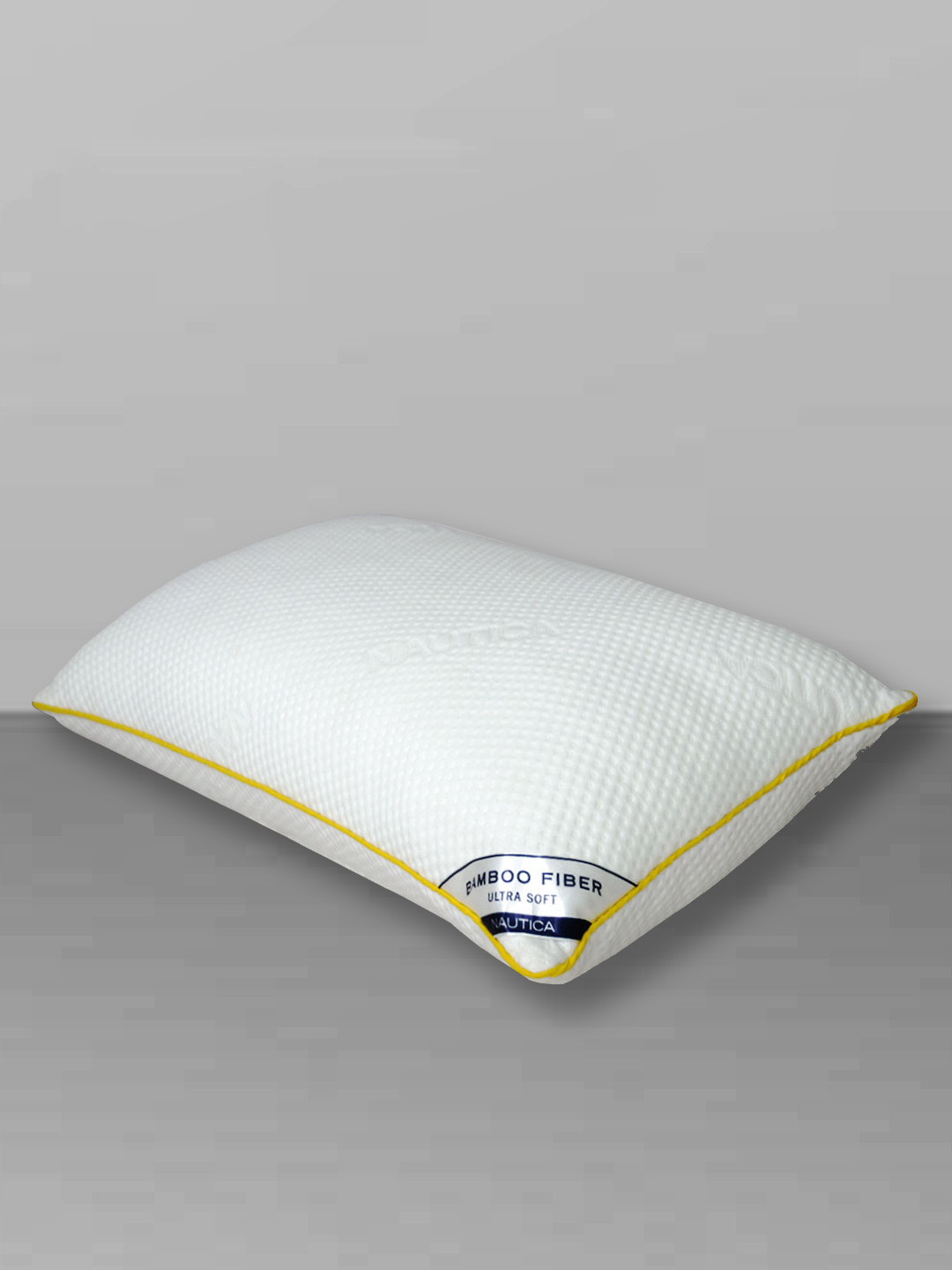 Nautica White Solid Polyester Medium Sleep Pillow-46 x 69 cm