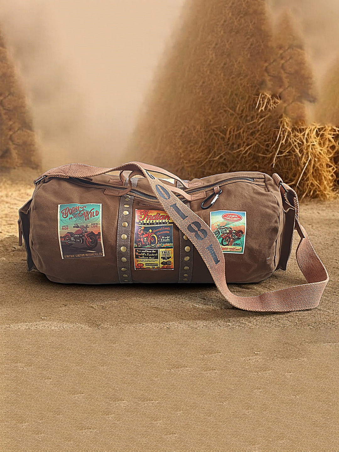 The House of Tara Unisex Khaki Printed Duffel Bag