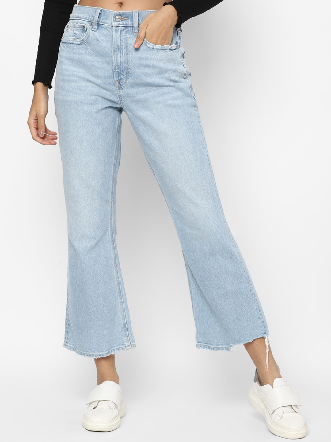 AMERICAN EAGLE OUTFITTERS Women Bootcut Low Distress Light Fade Jeans