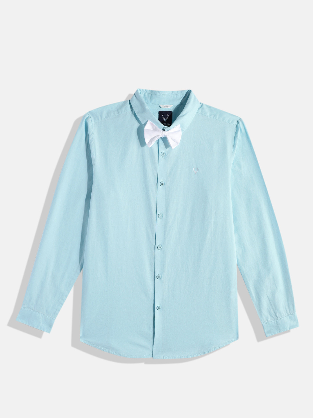 Allen Solly Junior Boys Slim Fit Pure Cotton Casual Shirt with Bow Tie