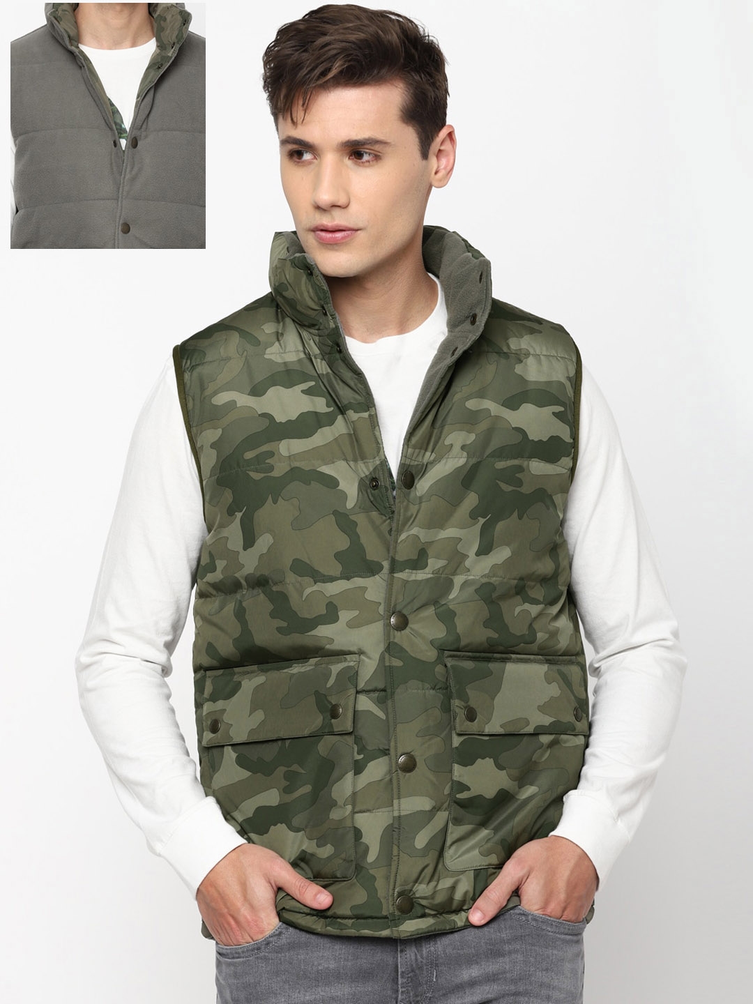 Buy AMERICAN EAGLE OUTFITTERS Men Camouflage Reversible Bomber