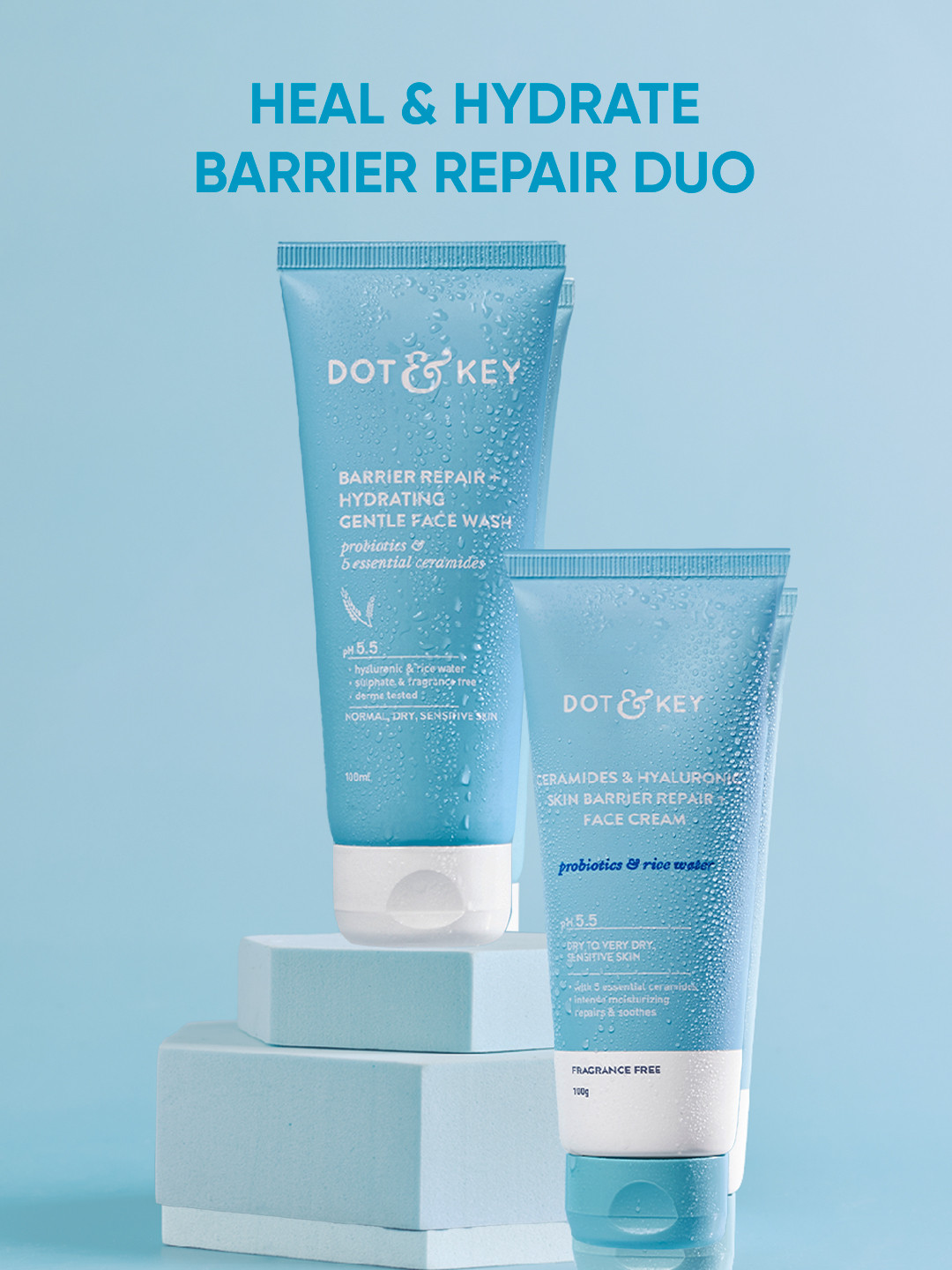 DOT & KEY Set of Hydrating Gentle Face Wash 100ml + Face Cream 100 g