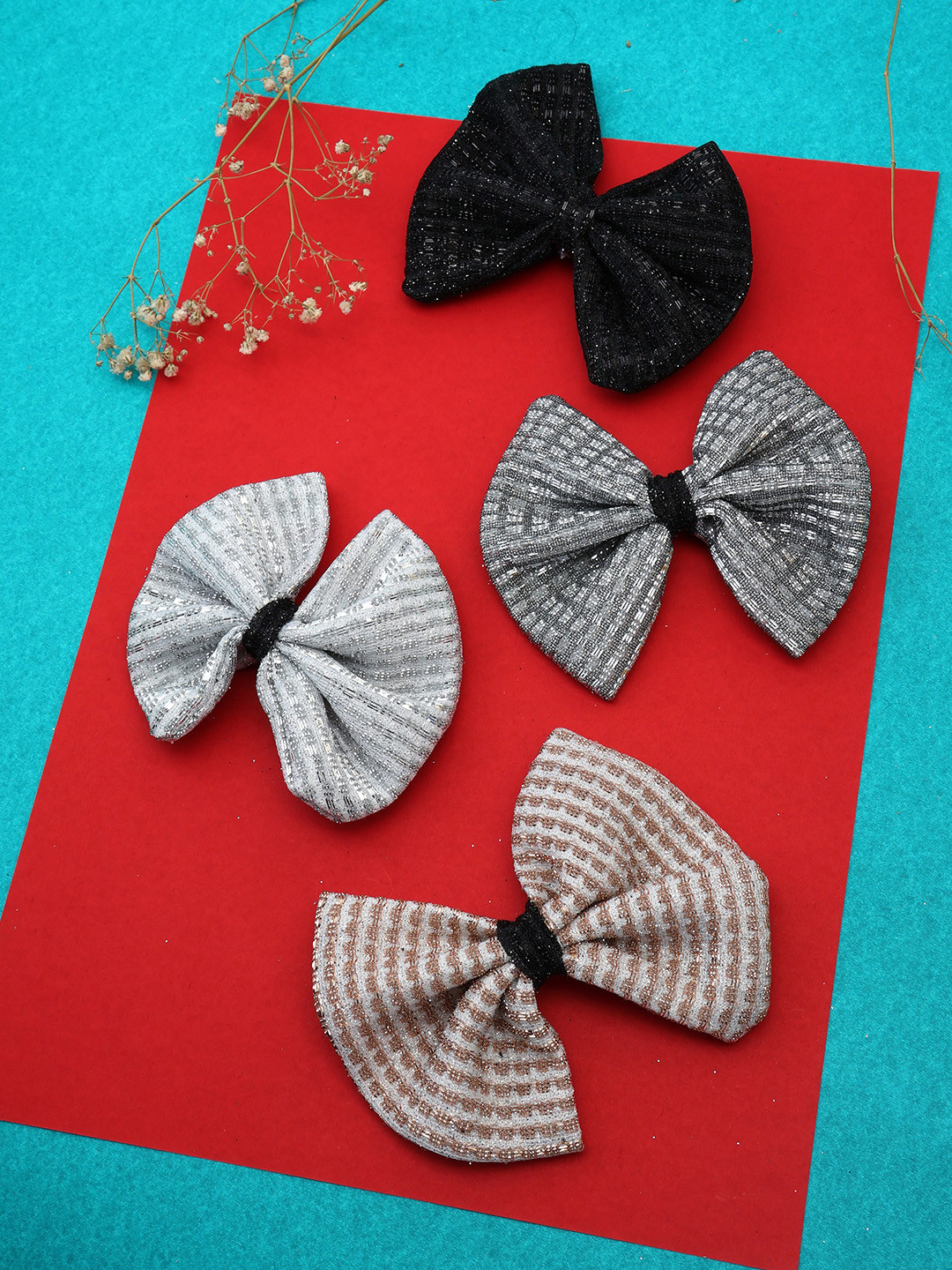 LAIDA Girls Set of 4 Metal Embellished French Barrette