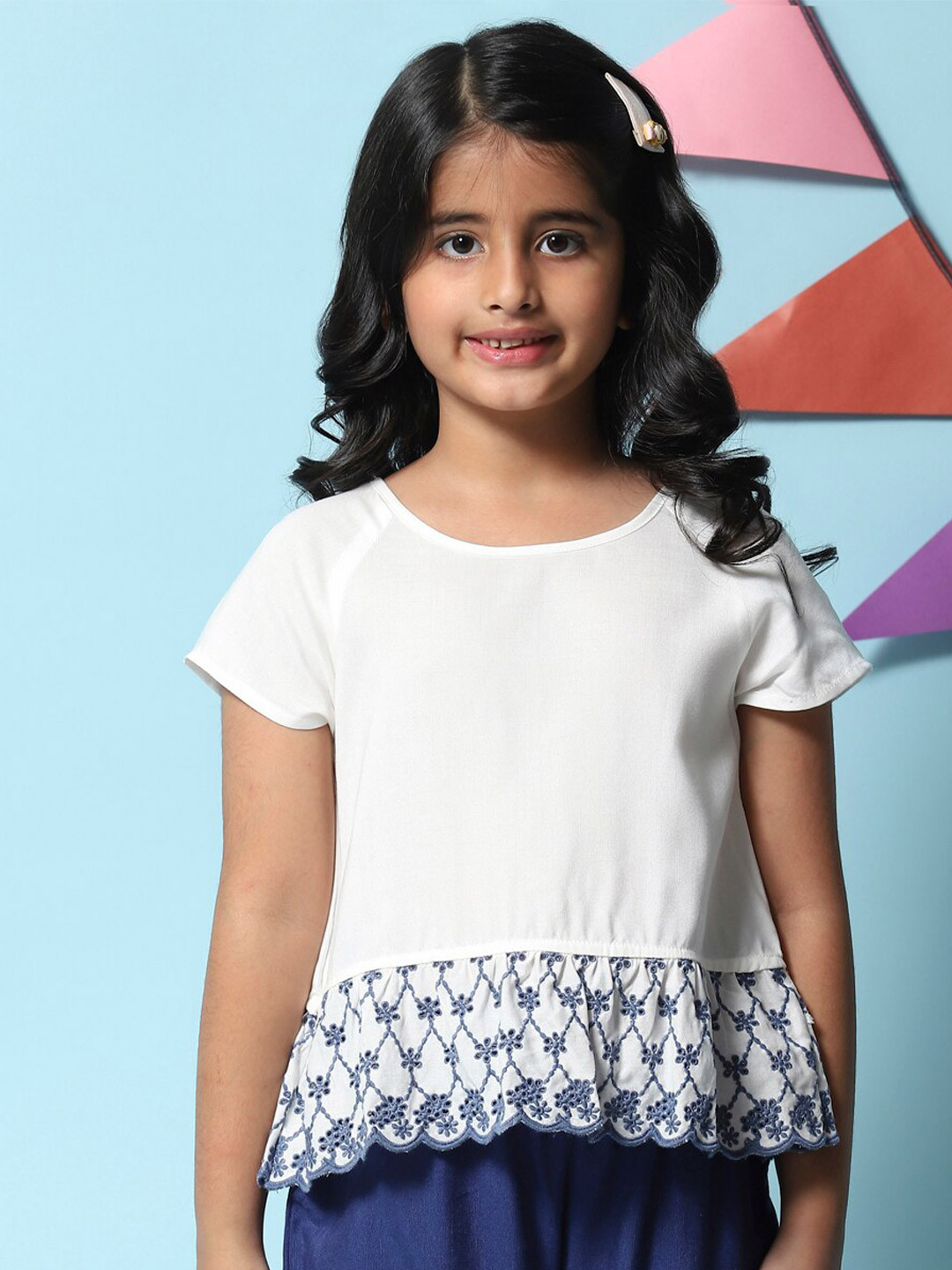 Biba Girls Raglan Sleeves Round Neck Top