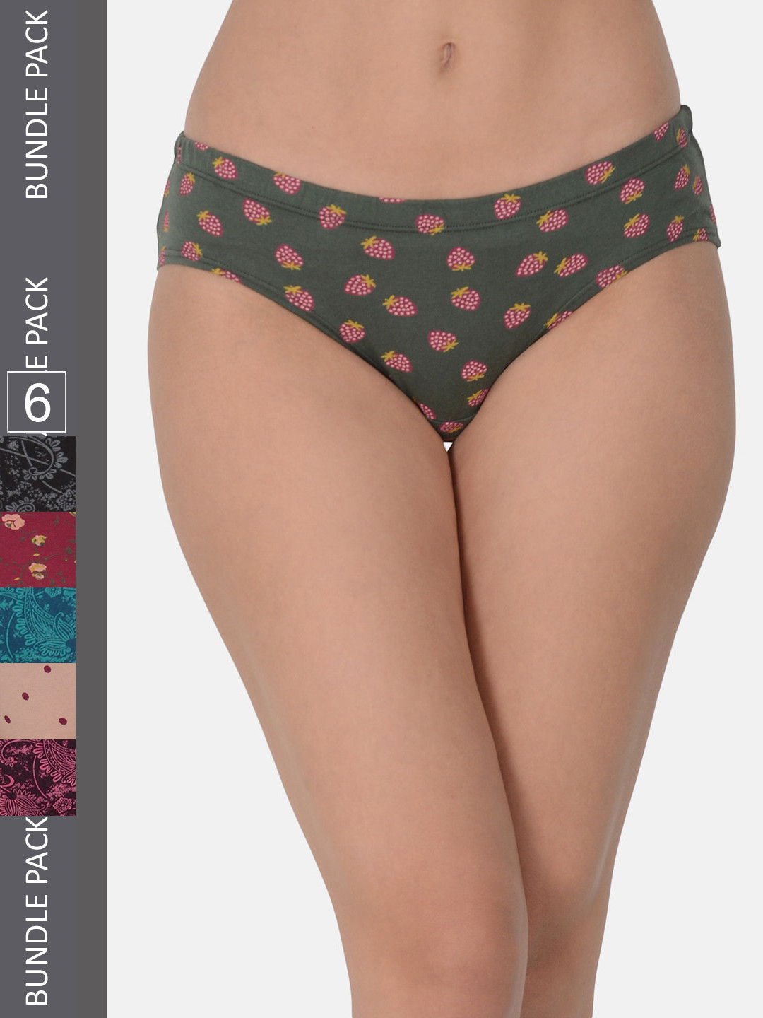 Leading Lady Women Pack of 6 Pure Cotton Hipster Briefs HIP-P-9055-9056-6-S