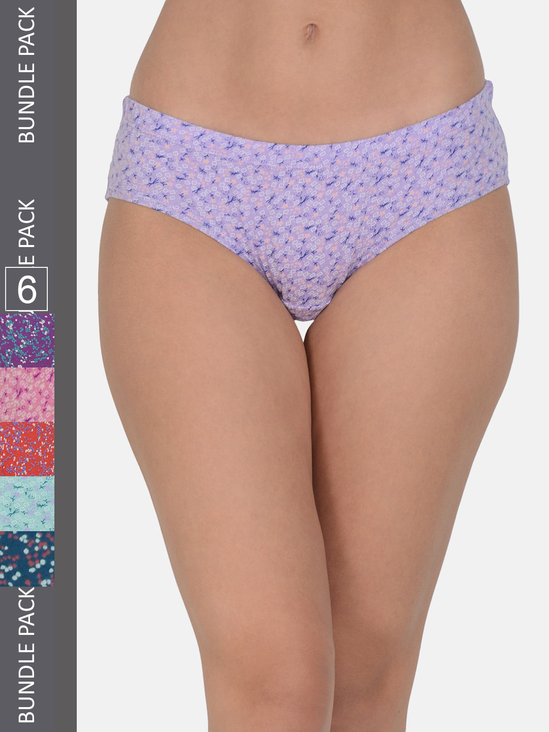Leading Lady Women Pack of 6 Pure Cotton Hipster Briefs HIP-P-9048-9050-6