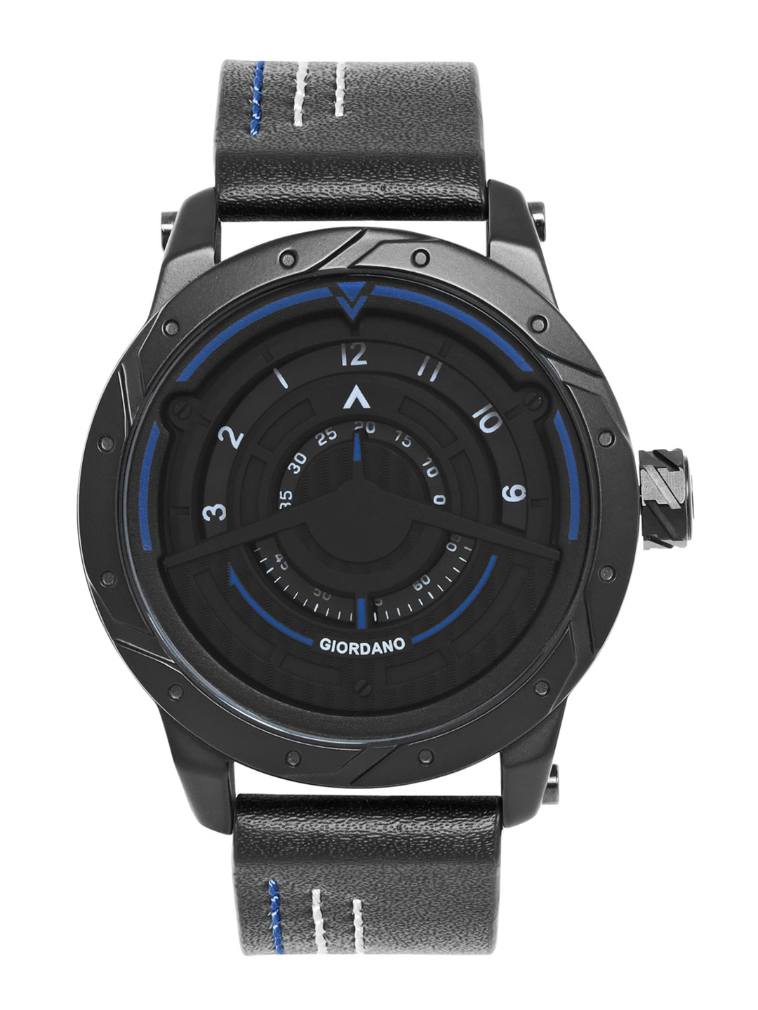 GIORDANO Men Black Dial & Leather Straps Analogue Watch GZ-50022-03