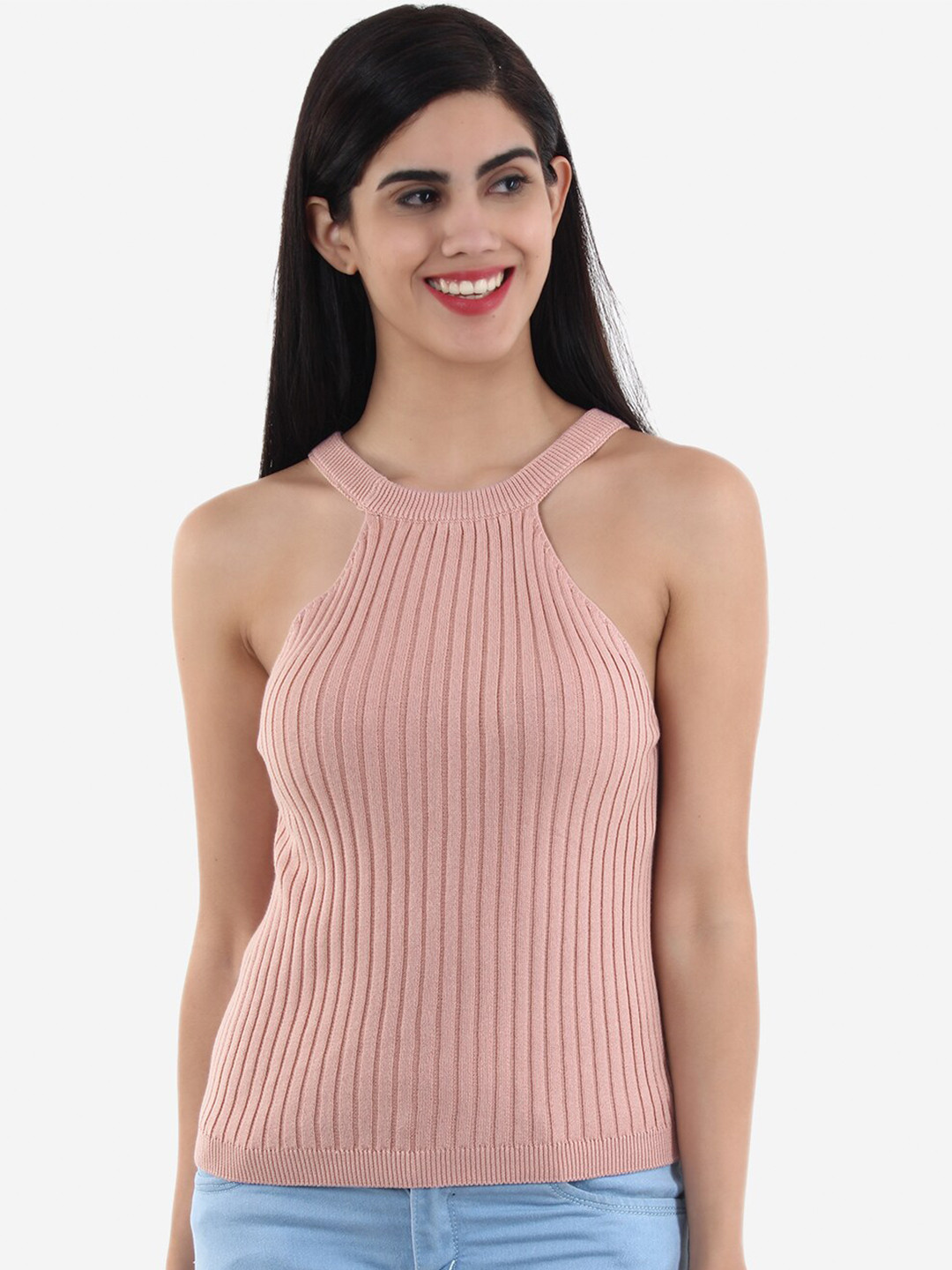 JoE Hazel Pure Cotton Halter Neck Fitted Top
