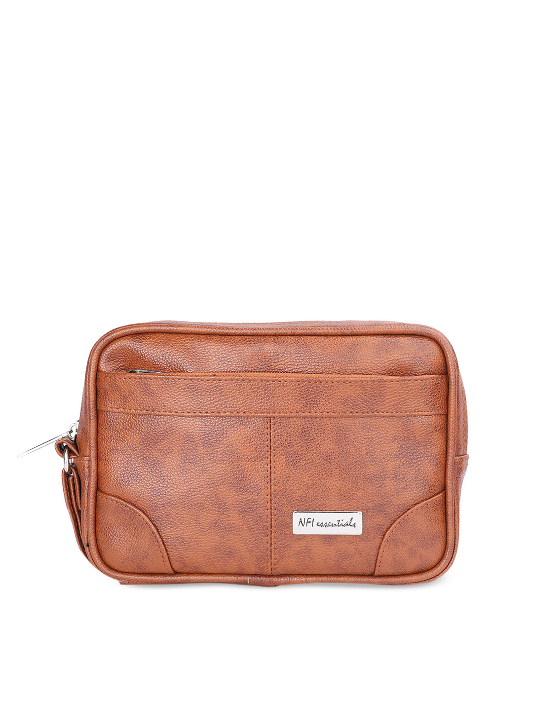 NFI essentials Men Tan PU Leather Travel Pouch