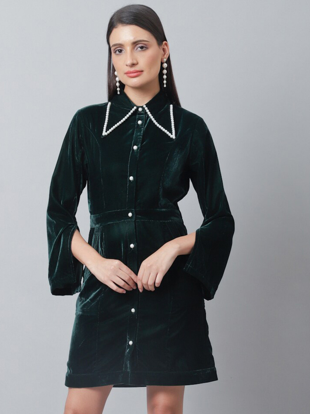 BLANC9 Flutter Sleeves Shirt Dress