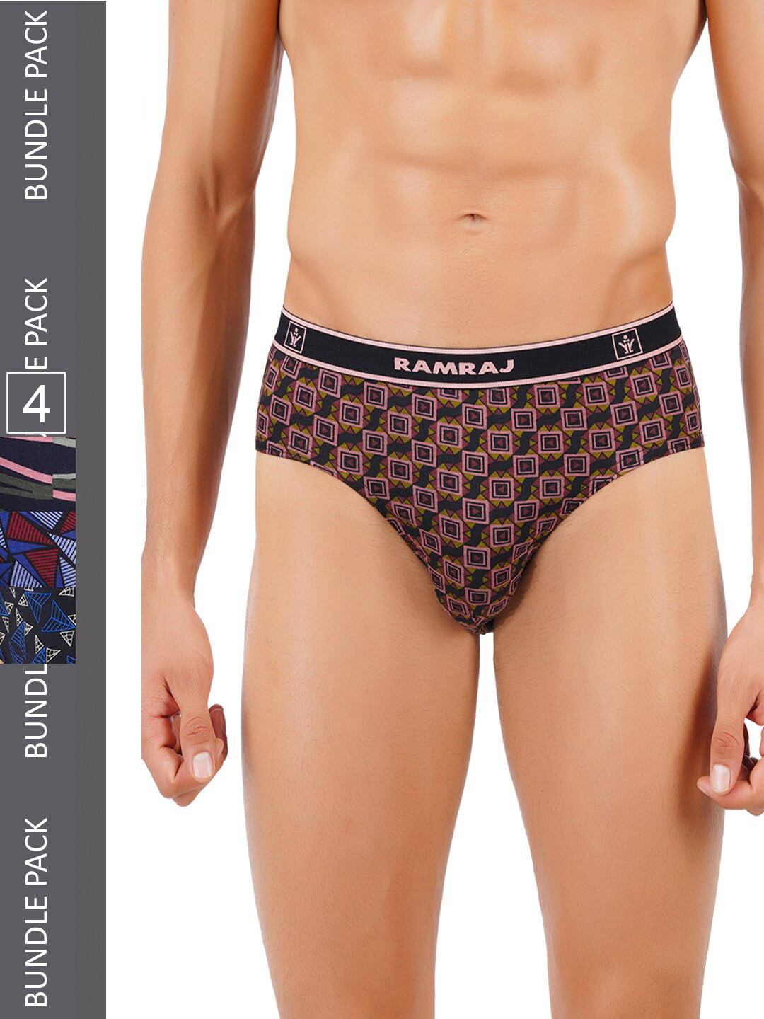 Ramraj Men  Pack Of 4 Printed Basic Briefs