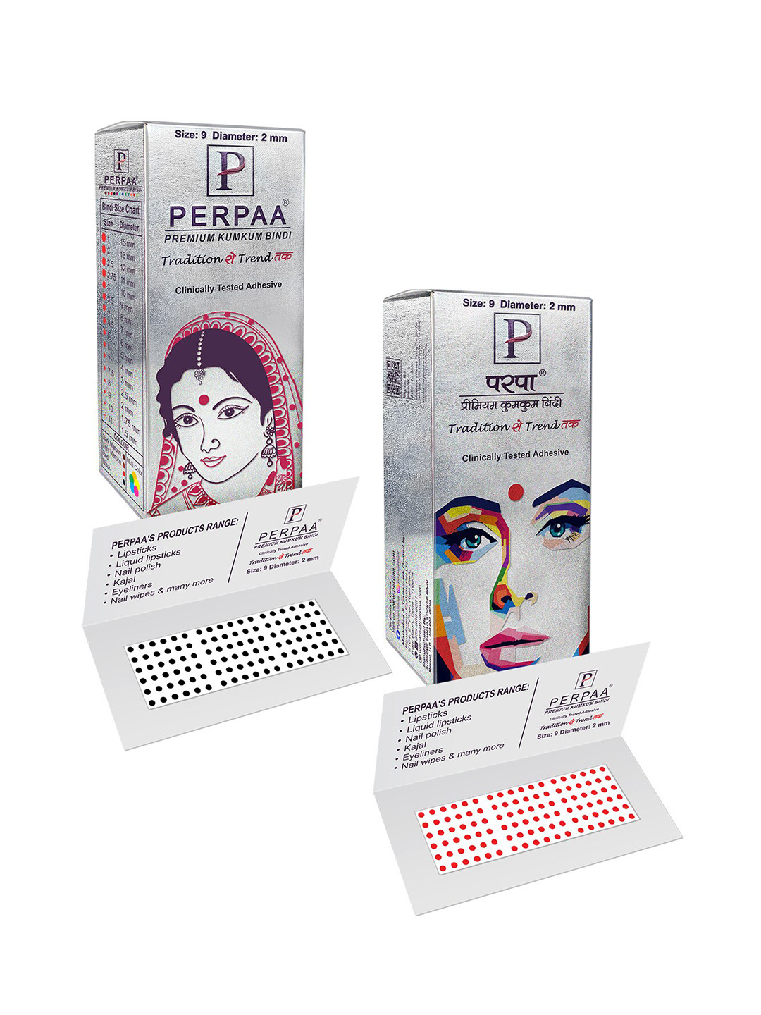 PERPAA Set Of 2 Red & Light Maroon Kumkum Round Bindi Book