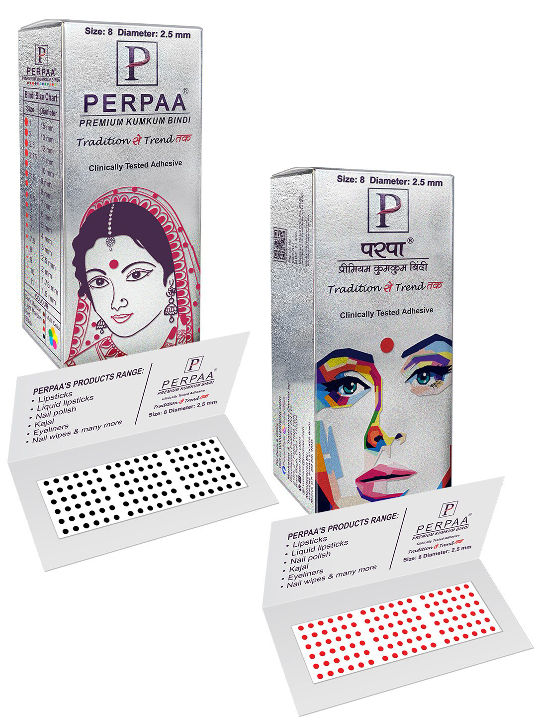 PERPAA Set Of 2 Red & Black Kumkum Round Bindi Book