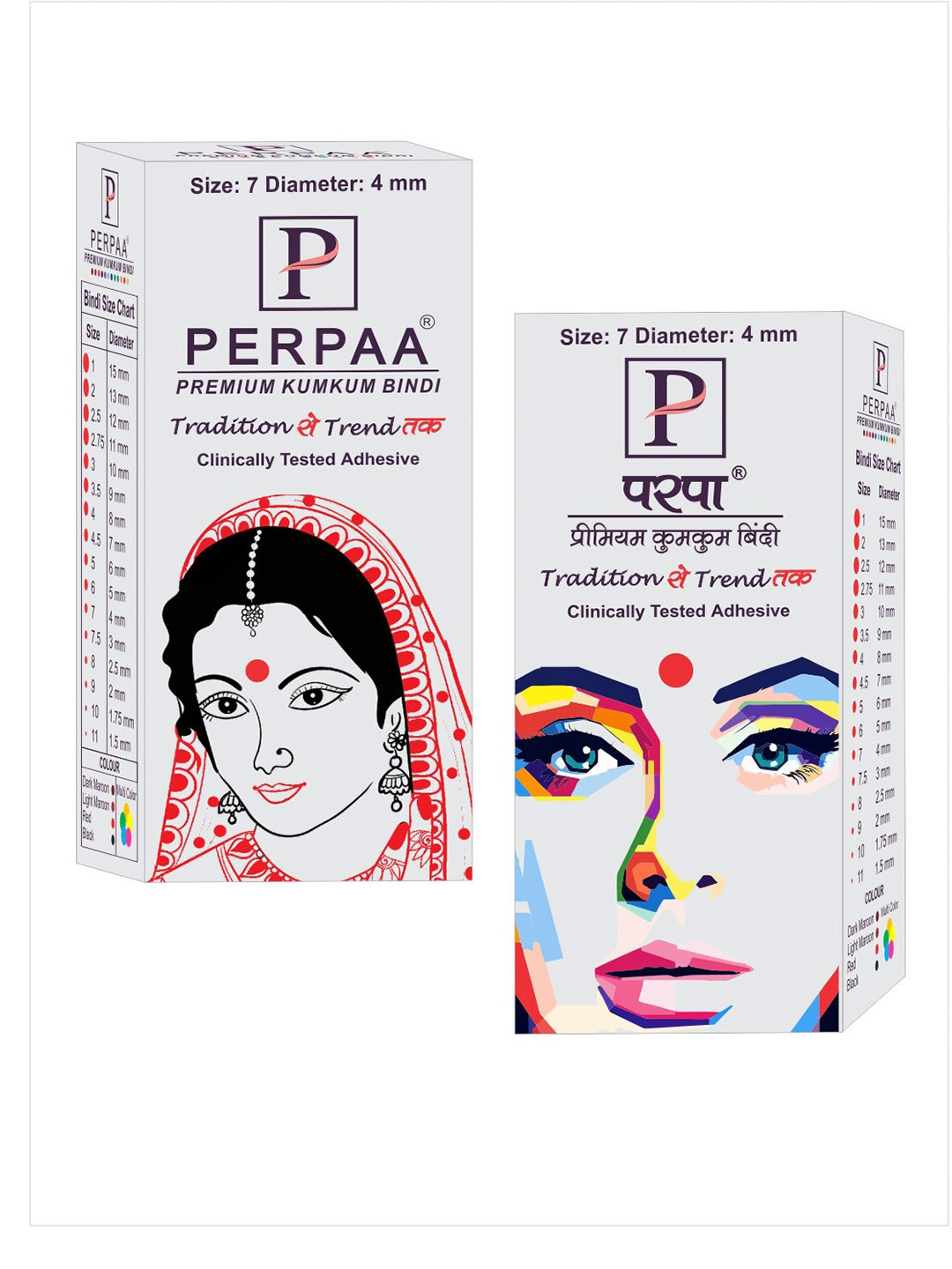 PERPAA Set of 2 Premium Kumkum Round Stick On Bindi Book - Black & Light Maroon