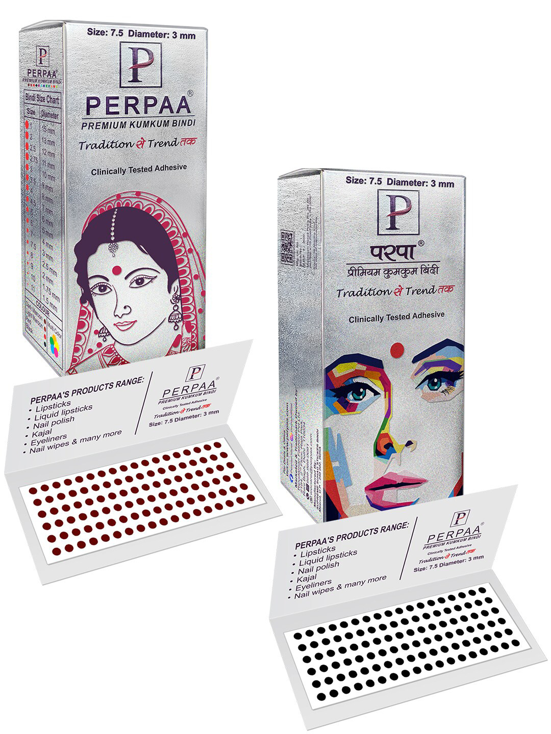 PERPAA Black & Dark Maroon Kumkum Round Bindi Book